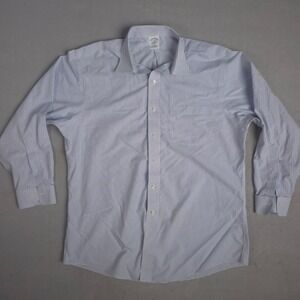 Brooks Brothers 17-33 Slim Fit Blue Checkered All Supima Cotton Non-Iron Shirt